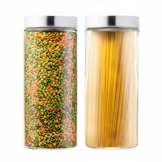 EatNeat 72 oz Glass Food Storage Containers - Large Canisters with Sealed  Lids for Pasta, Flour, Sugar - Set of 2 Tall Kitchen Jars