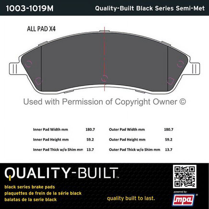 Mpa Electrical 1003-1019M Quality Built Black Series Semi Metallic Brake