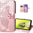 thumbnail image 4 of for Google Pixel 7a Wallet Case for Women Girls, Shiny Butterfly Flower PU Leather Cover with Card Slot Holder Flip Phone Case for Google Pixel 7a Rhinestone Rose Gold, 4 of 17