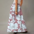 thumbnail image 5 of LWavelet Leaf Print Maxi Skirt with Side Pockets Women Trendy Fall Casual Flowy Versatile Bottoms Pink S, 5 of 5