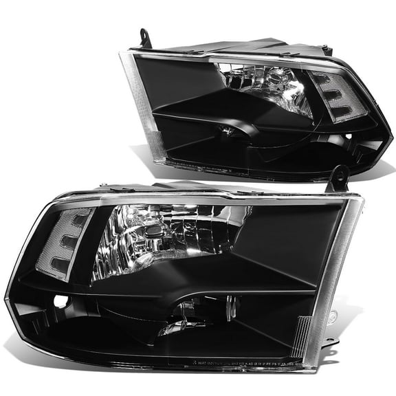 DNA Motoring For 09-18 Ram 1500 2500 3500 Quad Black Clear Corner Headlight Lamps Pair