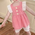 thumbnail image 5 of NAISIBABY Girl's Outfits 2-Piece, Ruffles Floral Sleeveless Tops and Loose Shorts Summer Cute Cotton Sets Clothes Pink 4-5T, 5 of 5