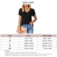 thumbnail image 5 of Black Women's V-Neck T-Shirt with Short Petal Sleeves, Back Pleats, and Midline, Loose Fit Casual Blouse, XL, 5 of 5