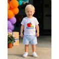 thumbnail image 5 of BemeyourBBs Toddler Baby Boys Back to School Outfits Summer Kindergarten Outfit Baby Boy First Day of School Outfit Cute Apple Caterpillar Embroidery Short Sleeve T Shirt Tops and Plaid Shorts Set, 5 of 9