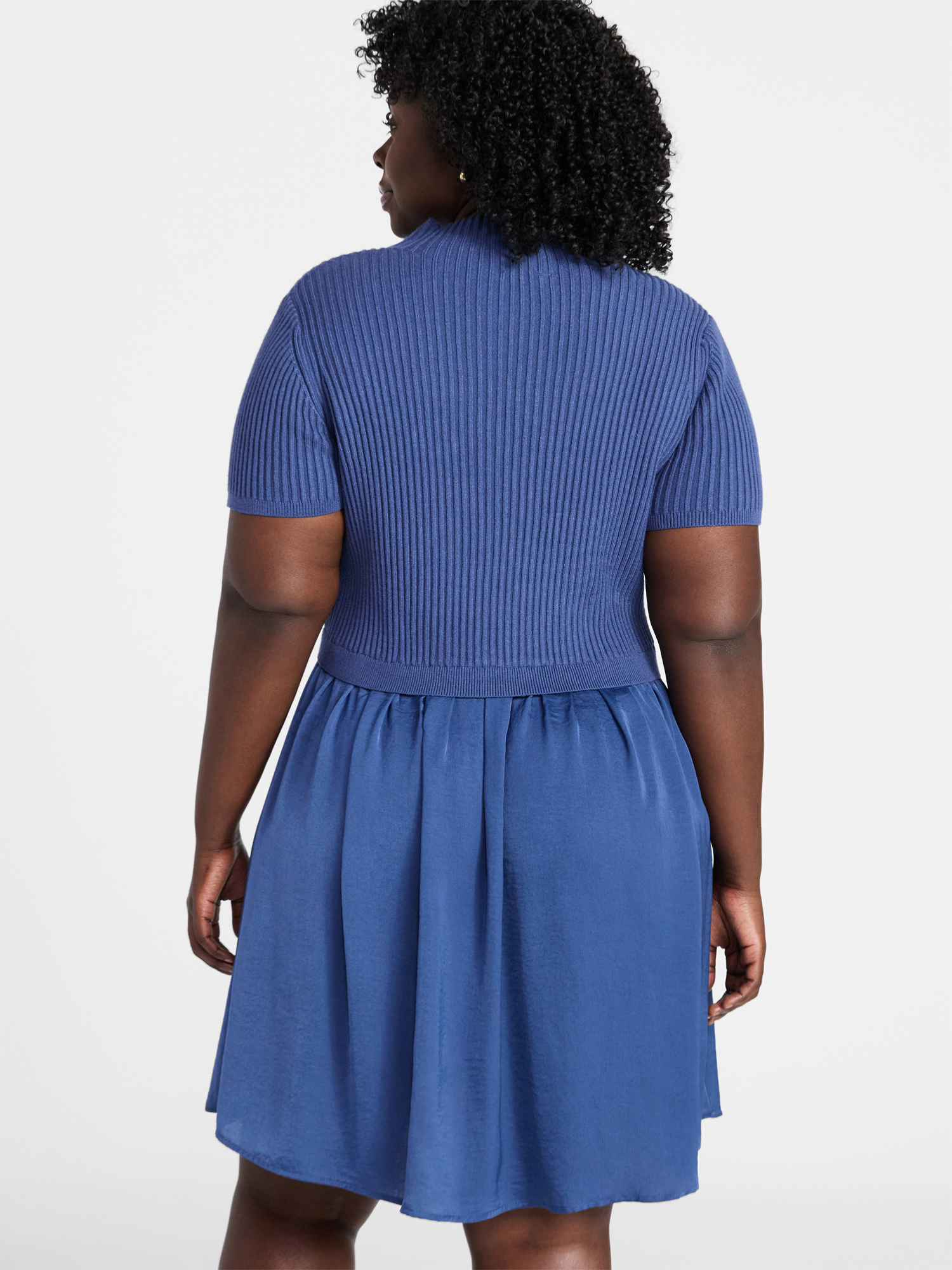 Terra & Sky Women's Plus Short Sleeve Mini Mixed Media Dress, Sizes 0X-5X