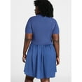 thumbnail image 3 of Terra & Sky Women's Plus Short Sleeve Mini Mixed Media Dress, Sizes 0X-5X, 3 of 5