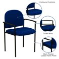 thumbnail image 2 of Chaise de réception auxiliaire empilable de confort en acier et tissu marine avec appui-bras, 2 of 9