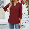 thumbnail image 5 of CALAFEBILA Womens Tops Brethable Summer Blouses for Women Plus,Women's Fashion Solid Color Blouse Summer Short Sleeve V Neck Tops for Women, 5 of 6