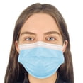 thumbnail image 1 of Mascarilla facial desechable transpirable de 3 capas (Azul Cielo) - Fabricada en EE. UU. - | Polipropileno no tejido | Bloquea el polvo y la contaminación del aire | (50 piezas) Lutema 3-Ply, 1 of 6
