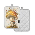 thumbnail image 2 of Two Pieces Of Square Heat Insulation Pad Oven Mitts 7x9.8 Inch Oven Microwave Kitchen Cooking Baking Cartoon Beautiful Little Mushroom, 2 of 7