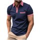 thumbnail image 5 of Blusa de Manga Corta de los Hombres Bloque Botones de Color Al Aire Libre Bolsillo Cuello de Vuelta, Mezcla de Rayón Poliéster para Casual Diario, 5 of 8