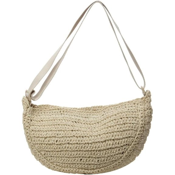 HMSHA Woven Crossbody Bags for Women Straw Shoulder Purse Beach Bag Straw Purses Dumpling Handbag 2025 Handmade Crossbody