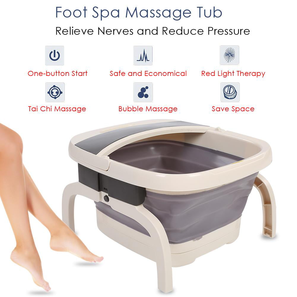 WALFRONT Foldable Foot Spa Bath Massager Heating with Bubble Automatic Pedicure Portable Tub US