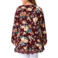 thumbnail image 3 of Agnes Orinda Women's Plus Size Crew Neck Lace Trim A-Line High Low Hem Floral Blouse Tunic Tops 1X Burgundy, 3 of 6