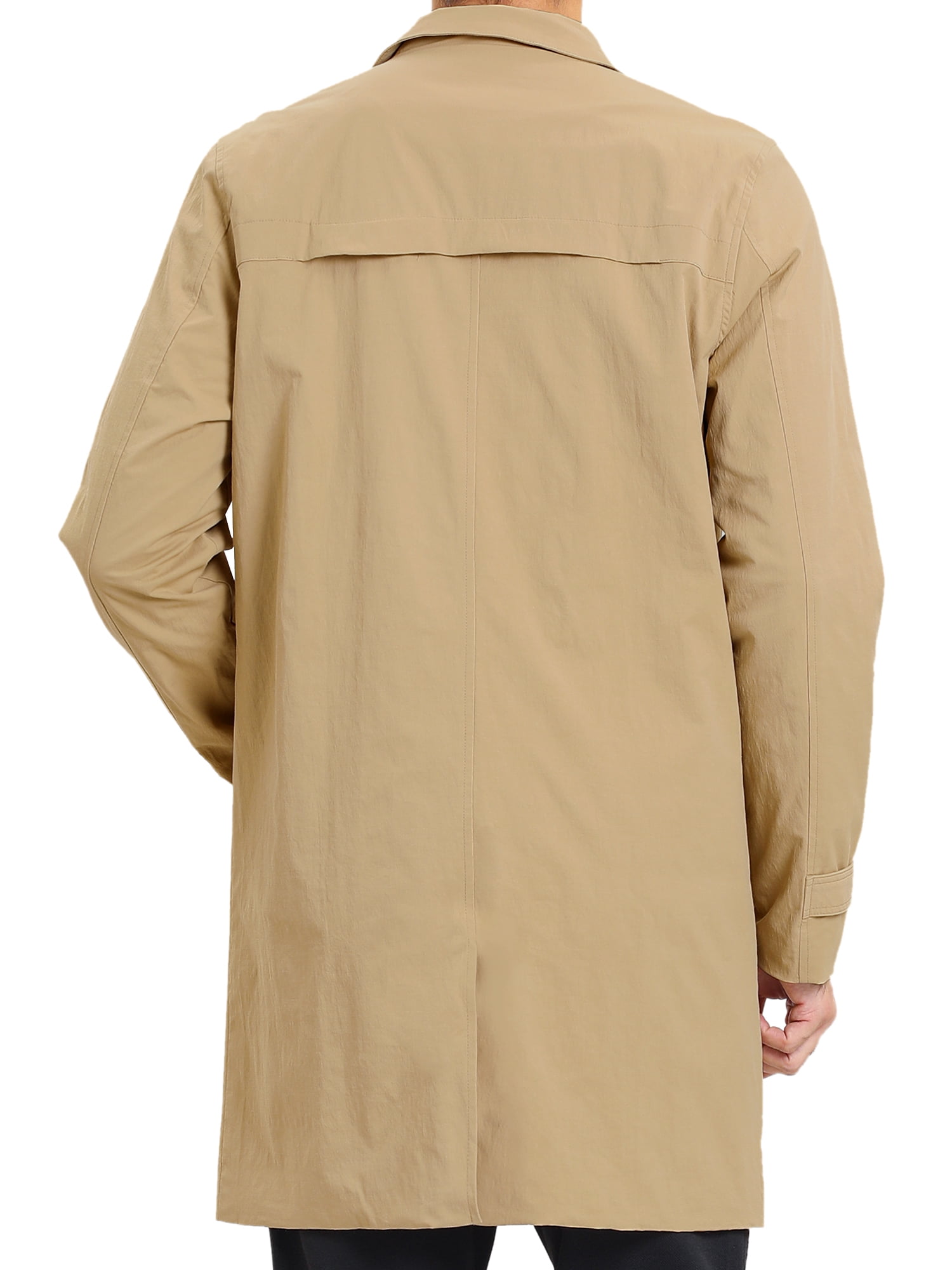 DARING DIVA Men's Stylish Notch Lapel and Single Breasted Trench Coat M Khaki
