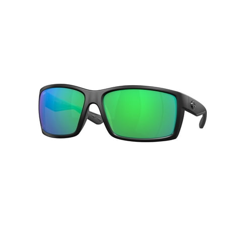 Costa Del Mar Men's Reefton Polarized Rectangular Sunglasses, Blackout/Green Mirrored Polarized-580P, 64 mm