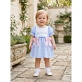thumbnail image 4 of BemeyourBBs Toddler Baby Girl Summer Plaid Gingham Dress 6 12 18 24 Months 2 3 4 Years Whale Embroidered Plaid Bows Ruffled Trim Crew Neck Short Sleeve A Line Casual Dress, 4 of 9