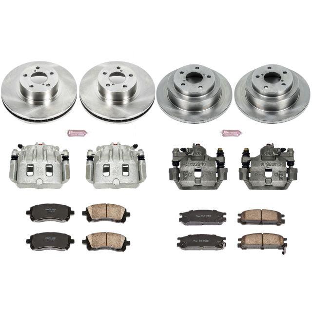 PowerStop Front and Rear Stock Replacement Brake Pad and Rotor Kit with Calipers Fits: SUBARU Select Models KCOE1121