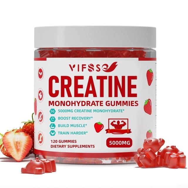 Suplemento VIFSSG, gomitas de monohidrato de creatina, 120 g, sin azúcar