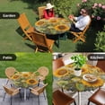thumbnail image 4 of Sunflower Round Tablecloth for 36-44 Inch Tables, Fitted Table Cover with Elastic Edge, Botanical Summer Floral Watercolor Waterproof Outdoor Table Cloth Protector for Patio Garden Dinner Picnic, 4 of 9