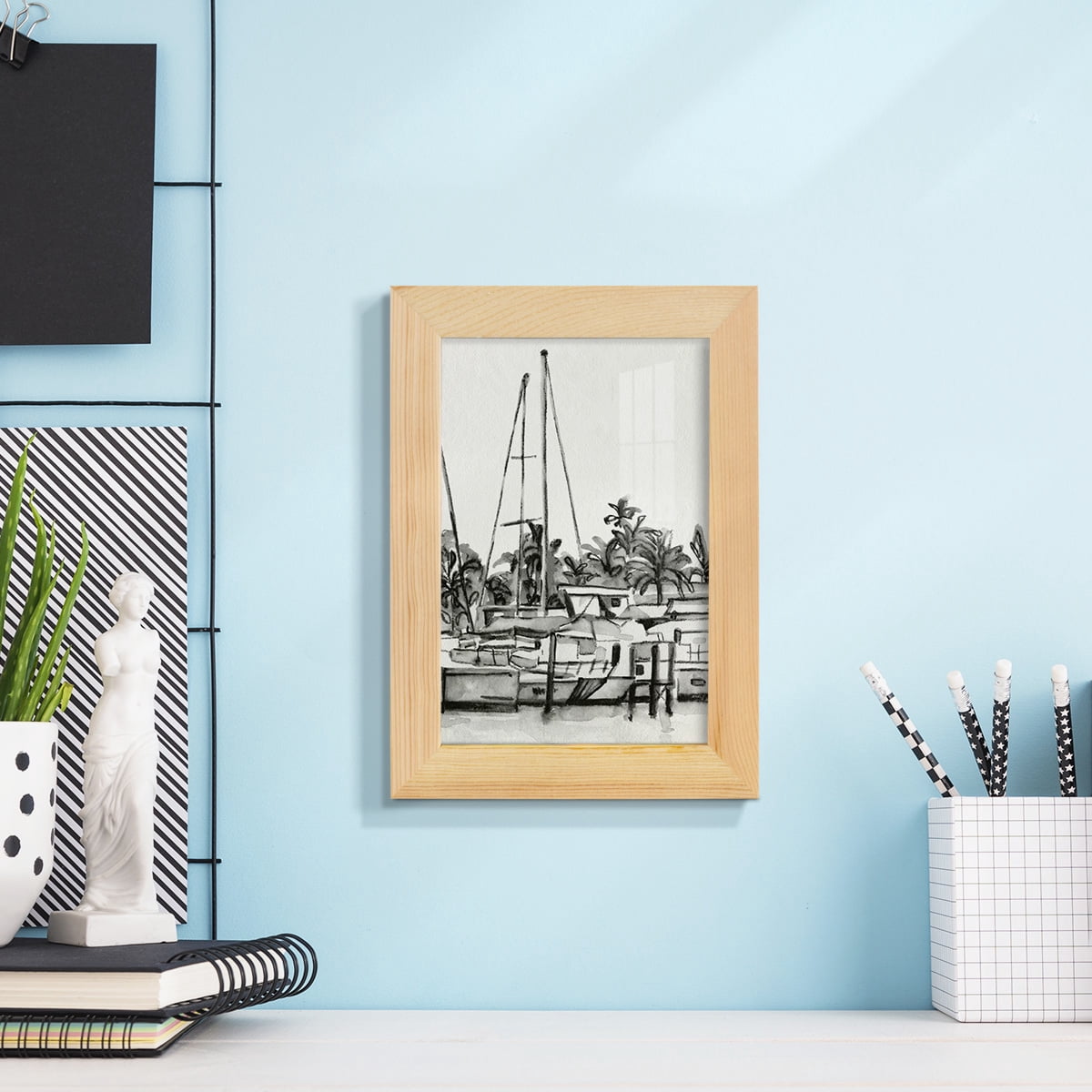 Neutral Tropics IV - Framed Print w/glass - Natural Wood