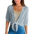 thumbnail image 3 of Frostluinai Women Tie Front Chiffon Shrug Half Sleeve Cropped Sheer Bolero Shrug Cardigan Lightweight Summer Dressy Casual Cardigans, 3 of 10