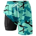 thumbnail image 4 of IWRICH Men's Swim Trunks with Compression Liner Bathing Suit Quick Dry Stretch Drawstring Shark Printed 2-in-1 Shorts with Pockets 05-Light Green XXXL, 4 of 4