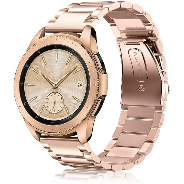 Insten Stainless Steel Metal Band For Samsung Galaxy Watch 4 40mm 44mm / 4  Classic 42mm 46mm / Watch 3 41mm Replacement Strap For Women Men, Rose Gold