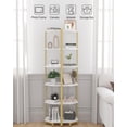 thumbnail image 4 of Corner Shelf Stand, Corner Bookshelf, Storage Standing Shelf Unit with Metal Frame, Plant Stand, Corner Bookcase for Living Room, Home Office, Bedroom, 6-Tier White Gold, 4 of 17