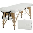 thumbnail image 1 of BestMassage Table de Massage Lit de Massage 73” de Long 2 Pliage Portable Étui de Transport Hauteur Réglable Visage, Crème, 1 of 7