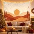 thumbnail image 3 of Golden Sun Against Cream Sky, Calming Retro for Nature Lovers, Bohemian Landscape Wall Art, Housewarming Gift Tapestry Wall Hanging for Bedroom and Living Room, 3 of 7