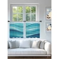 thumbnail image 4 of Teal Gradient Sheer Curtains 2 Panels Set Fluid Wave Art Abstract Modern Lihgt Filtering Rod Pocket Voile Drape, Semi Sheer Window Curtains for Bedroom Living Room, 52"x45", 4 of 5