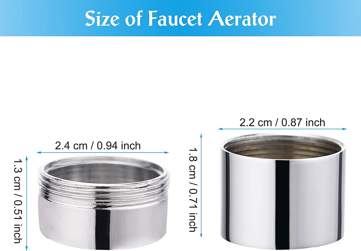 8 Pack Faucet Aerator, Kitchen Sink Faucet Aerator Adapter with Stainless Steel Shell, Male and Female Thread Water Conserve Filter with Gasket for Bathroom, Chrome