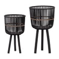thumbnail image 3 of S/2 BAMBOO FOOTED PLANTERS 10/12", BLACK 06811, 3 of 8