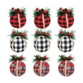 thumbnail image 2 of YIMWNYI 9Pcs Christmas Cloth Bag Foam Decorative Hanging Ornaments, Red Plaid Tree Decorations, Festive Holiday Decor for Home, Party, and Shopping Mall, 2 of 6