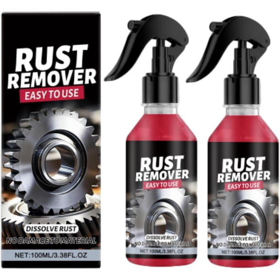 Nano Metal Rust Remover Polishing Spray for Tools, Cars, Bikes, Grills, Bolts, Strong Rust Remover for Metal, Multipurpose Rust Stain Remover, 3.38oz (2pcs)