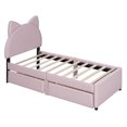 thumbnail image 5 of DreamBuck Bed Frame Twin Size, Upholstered Platform Bed Frame with 2 Drawers and Cartoon Ear Shaped Headboard for Bedroom, Wood Bed Frame for , Boys, Girls, No Box Spring Needed, Easy Assembly, 5 of 10