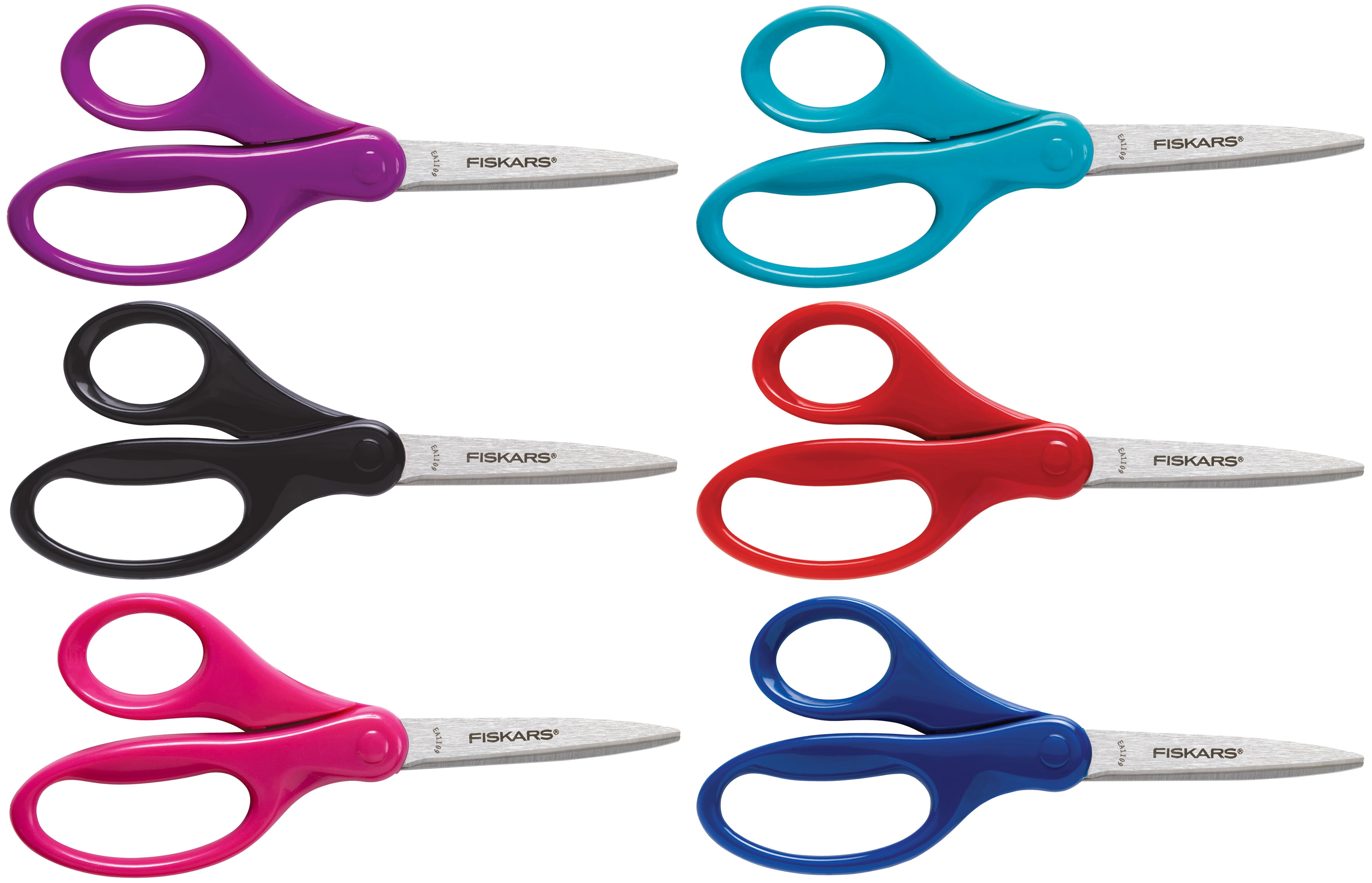 Fiskars Student Scissors - 2.75 Cutting Length - 7 Overall Length -  Straight - Stainless Steel - Pointed Tip - Assorted - 1 Each