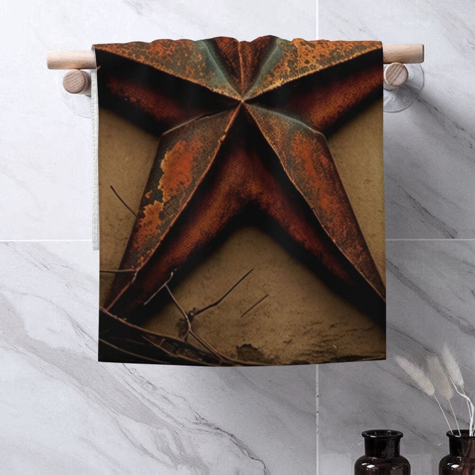 Rusty Stars Primitive Country Rustic Vintage 27.5" x 16" Ultra Soft Hand Towel, Face Wash Cloth for Bathroom, Gym, Travel, Pool