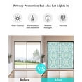 thumbnail image 4 of Window Privacy Film Light Green Blue Floral Stained Glass Window Film Decorative Sun Block Window Cover Vintage Pastoral Botanical Window Clings Static Adhesive Sticker for Bathroom 17.7"x39.3", 4 of 7