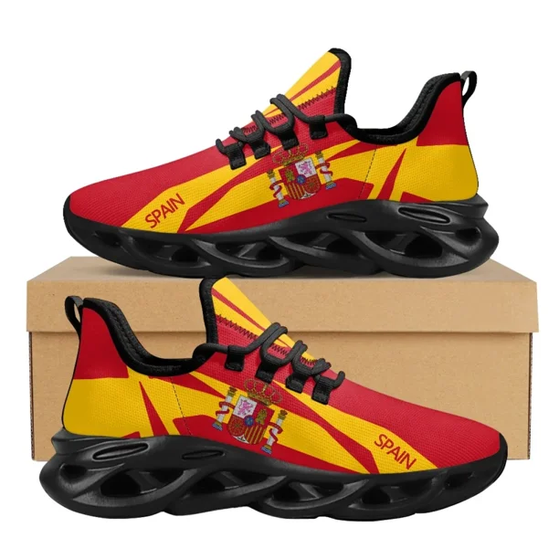 Zapatillas deportivas con estampado de la bandera de España, informales, ligeras, con cordones, vulcanizadas, cómodas y transpirables para correr.