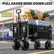 Qunler Collapsible Wagon Cart, 560lbs Heavy Duty Large Utility Garden Cart with Brake Wheels and Side Pocket for Camping, Shopping, Kids, Sports, Grocery, Black