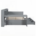thumbnail image 6 of Full Size Wooden Bedframe with 3 Drawers, USB Ports and Desk, Gray (for Bedroom), 6 of 24