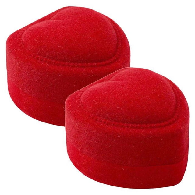Caja de Corazón para Joyas SmileFun 2Pzas 4.5x4.5cm Terciopelo rojo