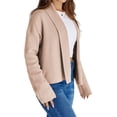 thumbnail image 2 of Cárdigan Corto para Mujer con Chal Abierto Al Frente, Chaqueta de Suéter de Larga de Moda de Otoño 2025 Caqui Oscuro M, 2 of 8