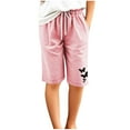thumbnail image 4 of ZACPNCV Girls Bermuda Shorts Knee Length Straight Leg Long Shorts Loose Casual Solid Drawstring Elastic Waist Short Pants Pink 7-8 Years, 4 of 6