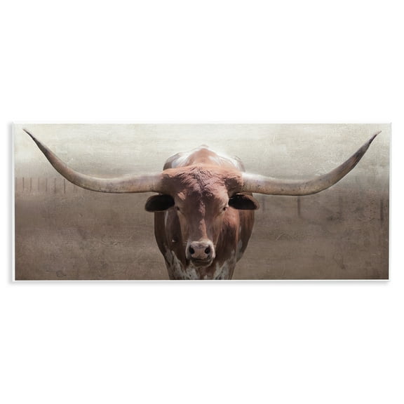 Stupell Industries Rustic Western Longhorn Animals Painting Unframed Art Print Wall Art, 17 x 7