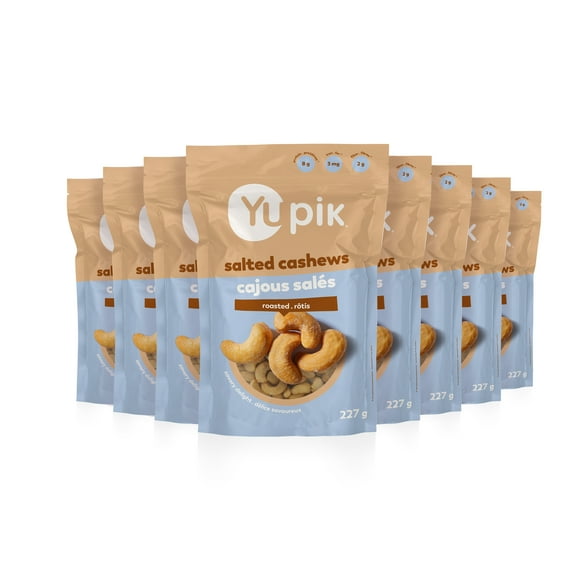 Yupik Roasted Salted Whole Cashews, Gluten-Free, Kosher, High-Quality Nuts, Crunchy Cashews with Sea Salt, Savory Snacks, 8 Count, 227 g
