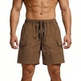 thumbnail image 2 of FRSASU Men's Cargo Shorts Elastic Waist Running Hiking Bermuda Knee Length Casual Summer Clothes with Multiple Pockets Brown, 2 of 8