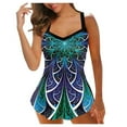 thumbnail image 1 of Women Plus Size Print Strappy Back Tankini Set Two Piece Swimsuits Swimdress, 1 of 9